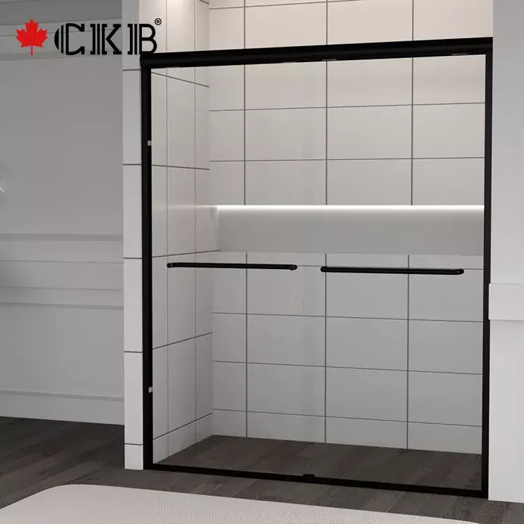 CKB High Quality Hotel Bathroom Matt Black Brushed Nickel Chrome Aluminum Framed Sliding Shower Room