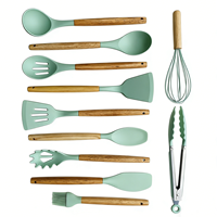 Accessoires de cuisine Outils de cuisine 12 pièces Ensemble d'ustensiles de cuisine en silicone de qualité alimentaire avec manche en bois