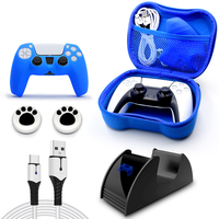 Pour les accessoires de contrôleur PS5 6 en 1 ensemble pour contrôleur P5 câble de données de Charge unique Silicone pouce Joystick poignées capuchon