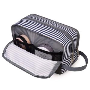 Trousse de toilette de voyage pour <span class=keywords><strong>homme</strong></span>, légère, résistante à l'eau, petite trousse de <span class=keywords><strong>rasage</strong></span>, organiseur de cosmétiques pour salle de bain, rayures bleues - Product Image 3