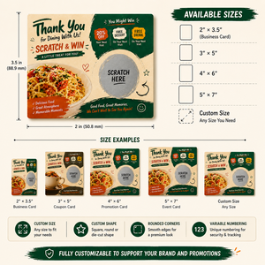 Tarjeta Rasca y Gana Personalizada a Todo Color con Temática de Comida, Pizza y Hamburguesas para Eventos de Centros Comerciales y Premios de Sorteos - Product Image 4