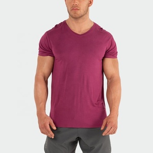 T-shirt à col en V du fabricant pour hommes 100% Fibre de bambou Super Soft Tee Anti-Shrink Unlined Activewear With Embroidered Techniques - Product Image 2