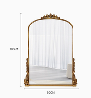 Miroir Coiffeuse Vintage Sculpté Style Européen Doré, Miroir Mural Antique Décoratif pour la Maison avec LED