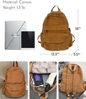 Sac à dos en toile unisexe, esthétique rétro, fermeture éclair, portable, pour les étudiants du lycée/du collège, sac de voyage pour ordinateur portable