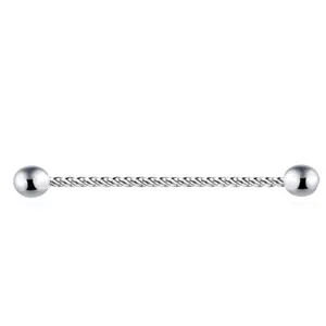 2023 barbell industriel torsadé personnalisé en acier inoxydable longues boucles d'oreilles double oreille piercing tige droite barre transversale ensemble - Product Image 4