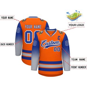 Maillot de hockey personnalisé à dégradé, nom, numéro et logo imprimés, personnalisable, anti-humidité, col en V, vêtements d'entraînement pour hommes - Product Image 2