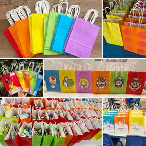 Bolsas de Papel Kraft Blancas Pequeñas Ecológicas para Navidad, con Asas de Colores, para Tiendas de Abarrotes, al por Mayor, Baratas, de Buena Calidad, para Regalos - Product Image 5