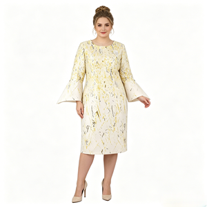 Vestidos de Verano para Mujer, Casuales, Cuello Redondo, Estampados, Elegantes, para Iglesia - Product Image 1