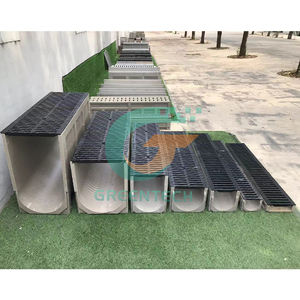 GREENTECH Drain de sol extérieur Gouttière EN1433 Fossé de drainage en béton polymère avec grilles - Product Image 3