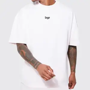 Maglietta da uomo con Logo di lusso Casual personalizzato oversize 230g stampata in bianco semplice da palestra per muscoli sportivi Slim Fit Plus Size