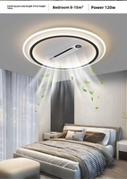 Ventilateur de plafond intelligent LED moderne avec lumière intégrée pour toute la maison, bureau, villa, hall d'hôtel, avec télécommande, corps en acrylique