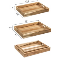 Plateaux de rangement en bois modernes avec poignées, design multifonctionnel, durables et faciles à nettoyer pour la cuisine et le salon