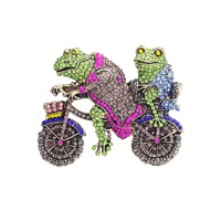 Vintage industrie lourde strass grenouille cyclisme magnifiques broches broches pour femmes hommes rétro palais unisexe classique cristal Badges