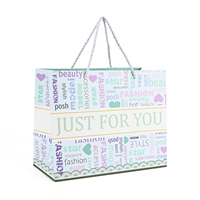 Sacs à provisions en papier d'art moyen personnalisés, mignons et de style dessin animé, boutique, réutilisables, sacs cadeaux en papier blanc de qualité supérieure avec poignée en corde durable
