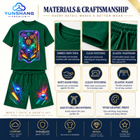 Ensemble streetwear deux pièces pour homme personnalisé, respirant, en mélange de coton, imprimé numérique, motif machine à flipper néon, avec t-shirt et short à cordon de serrage
