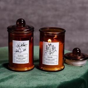 Velas Aromáticas de Cera de Soja Color Ámbar de Lujo al por Mayor, sin Humo, en Frascos de Vidrio, para Regalos de Cumpleaños, Decoración del Hogar, Estilo <span class=keywords><strong>Yankee</strong></span> <span class=keywords><strong>Candle</strong></span> - Product Image 3