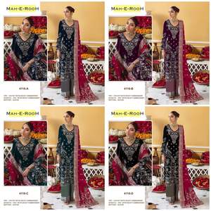 Traje de terciopelo Salwar Kameez de diseñador con Secuencia de bordado pesado Trabajo Boda Salwar Kameez a precio asequible - Product Image 6