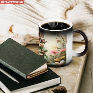Heat Color Changing Ceramic <b>Mug</b> 11oz Frosted Black Magic Cup With <b>Easter</b> Bunny Design 2D Flat Painting - Product Image 3