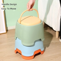 Tabouret en plastique épaissi avec poignée, design antidérapant pour salon, salle de bain, salle à manger - Modèle 5551, petit pouf pour adulte