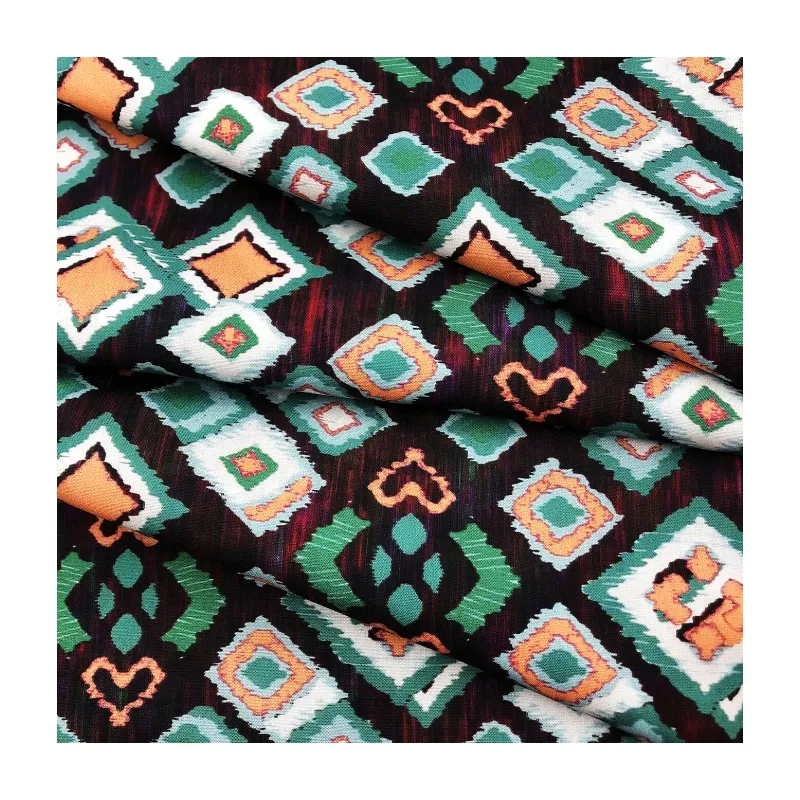 Fashionable Color geometry pattern 100%cotton customized digital print woven poplin fabric for dress shirt