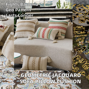Anti-Bacteria Bohemian Style Geometric Striped Pattern 100% Polyester Square <b>Sofa</b> <b>Pillow</b> Zipper Closure Custom Logo Option Hotel - Product Image 2