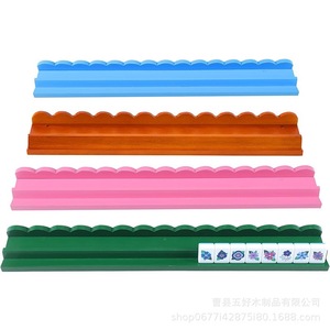Wooden Mahjong Stand Wave Shape Solid Wood <b>Desktop</b> Game Accessory Blue Pink Orange Green - Product Image 1