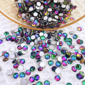 Suar hijau Bling punggung datar tidak panas memperbaiki dasar perak kristal kaca berlian imitasi kelas AA ramah lingkungan massal untuk seni kuku - Product Image 3