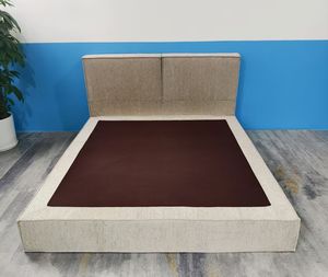 Modernes <span class=keywords><strong>minimalist</strong></span> isches graues Stoff bett mit hohem Kopfteil, weichem gepolstertem Rahmen, stilvollem wasch barem Doppelbett für Schlafzimmer und Hotel - Product Image 3