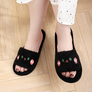 Pantuflas de lujo para mujer, veganas, con punta abierta, afelpadas, para invierno, para el hogar, con suela de EVA, personalizables - Product Image 5