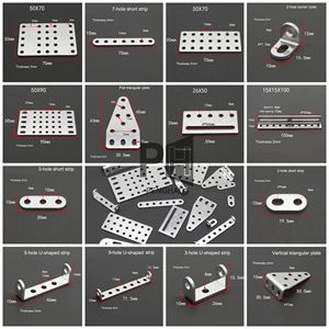 Plaque carrée <span class=keywords><strong>en</strong></span> alliage d'aluminium avec trou, pièce fixe, plaque inférieure, bande <span class=keywords><strong>en</strong></span> forme de <span class=keywords><strong>U</strong></span>, code d'angle, accessoires de modèle de jouet DIY - Product Image 2