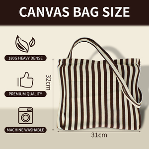 Bolsa de Lona Personalizada con Asas y Correa Larga a Rayas con Cordón Ajustable - Product Image 4