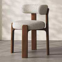 Chaise de salle à manger scandinave de luxe, tissu en lin, structure en bois massif, ergonomique, mobilier nordique pour restaurant et hôtel