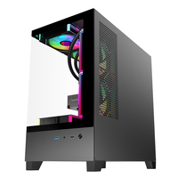 AntarcChill Black Micro-ATX ITX Tempered Glass RGB Fan Case USB3.0 Mid Tower Gaming PC Computer Chassis Case for Desktop