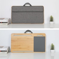 Draagbare Bamboe Laptop Lap Lade Computer Knietafel Schoot Bureau Laptop Bureau Met Zachte Kussen Muismat En Telefoonhouder