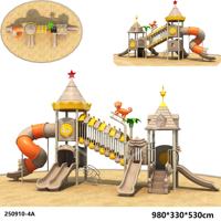 Équipement de terrain de jeu extérieur personnalisé, durable, commercial, à thème forêt et nature, résistant à l'usure, avec toboggan en spirale, tunnel et structure d'escalade pour enfants