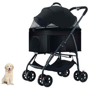 3-इन-1 फोल्डेबल इको-फ्रेंडली चार-पहिया पालतू कुत्ते स्ट्रेलर और वैगन मध्यम कुत्तों के लिए हटाने योग्य वाहक के साथ वैगन - Product Image 1