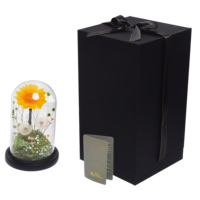 Pissenlit et tournesol stabilisés sous cloche en verre, fleurs éternelles faites à la main pour la fête des Mères et la Saint-Valentin