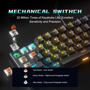 <span class=keywords><strong>Teclado</strong></span> Mecánico Profesional para Gamers, 60% <span class=keywords><strong>Ruso</strong></span>, 61 Teclas, Retroiluminación LED RGB, USB para PC/Laptop, Interruptores Azules - Product Image 5
