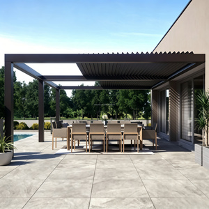 Pergola bioclimatique avec structure en aluminium galvanisé, anti-crevasses, isolation thermique, abri solaire pour jardin, patio, extérieur - Product Image 3