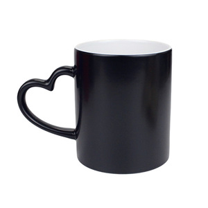 Cốc Ma Thuật Thăng Hoa Lạnh 15Oz In Logo Màu Đen Trơn Trơn Màu Đỏ Lấp Lánh Đổi Màu Cà Phê Gốm Hình Trái Tim - Product Image 4