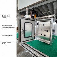 Boîtier électrique extérieur étanche à double porte en acier inoxydable, boîte de distribution en métal brossé avec fenêtre de visualisation