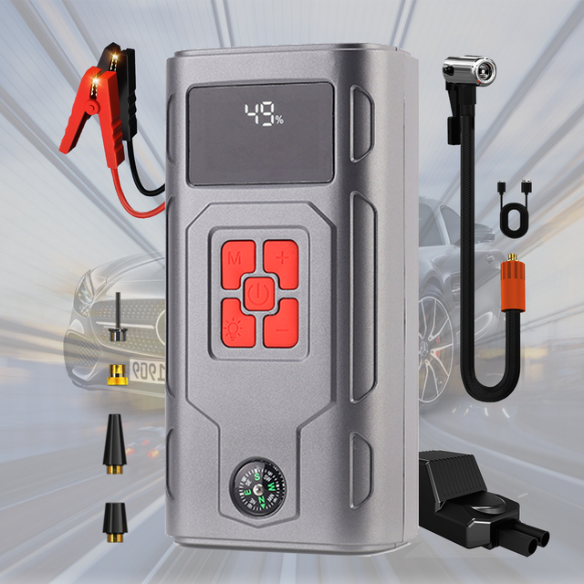 Jump Starter & Tire Inflator 150PSI Air Compressor 12V Jump Box for Car Motorcycle & Truck with Auto Shut-Off
