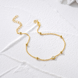 CANNER Wholesale Fashion Jewelry Round <b>Bead</b> <b>Bracelet</b> 18K Gold Plated Simple S925 <b>Sterling</b> <b>Silver</b> Temperament <b>Bracelets</b> Women - Product Image 3