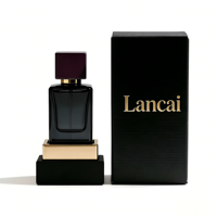 Flacon de parfum carré noir professionnel de 50 ml avec bouchon violet pour les marques de parfums et les parfumeurs