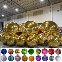 Grand Ballon Sphère Miroir en PVC Dorée Suspendu, Boule de Disco, Boule Miroir Gonflable pour Décoration d’Événements