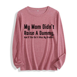 Camiseta de manga larga 100% algodón "My Mom Didn't Raise A Dummy Brother Joke Graphic", multicolor - Product Image 4