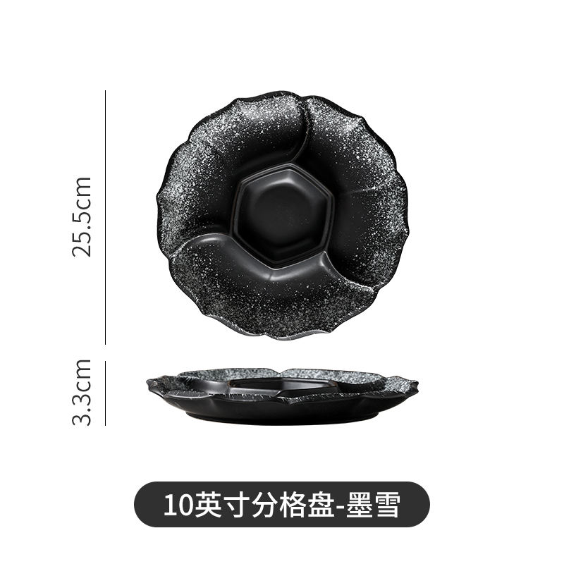 Assiette de service de neige noire de 10 pouces