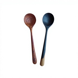 Hand Polished Acacia Eco-Friendly Soup Spoons Long Handle Matte Finish Luxury Design Durable Kitchen <b>Utensil</b> <b>Set</b> - Product Image 1
