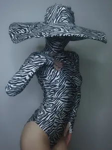 GreerBlack Body skinny extensible à motif de zèbre noir pour femmes Jazz Stage Ballroom Nightclub Dance Outfit Big Performance Wear - Product Image 5