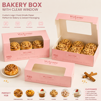 Boîte à pâtisserie rose personnalisée avec fenêtre transparente pour gâteau, rouleau de cannelle, dessert, pâtisserie, tarte aux œufs, tarte à la crème, emballage alimentaire